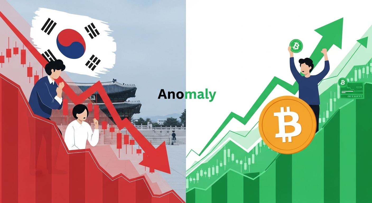 韓国株が2日間で18%急落の異常事態、なぜビットコインは7万1000ドル超えに逆行したのか？