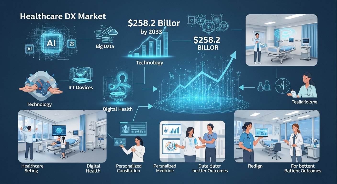 医療DX市場、2033年までに2582億ドル規模へ:テクノロジー導入と患者中心ケアが牽引