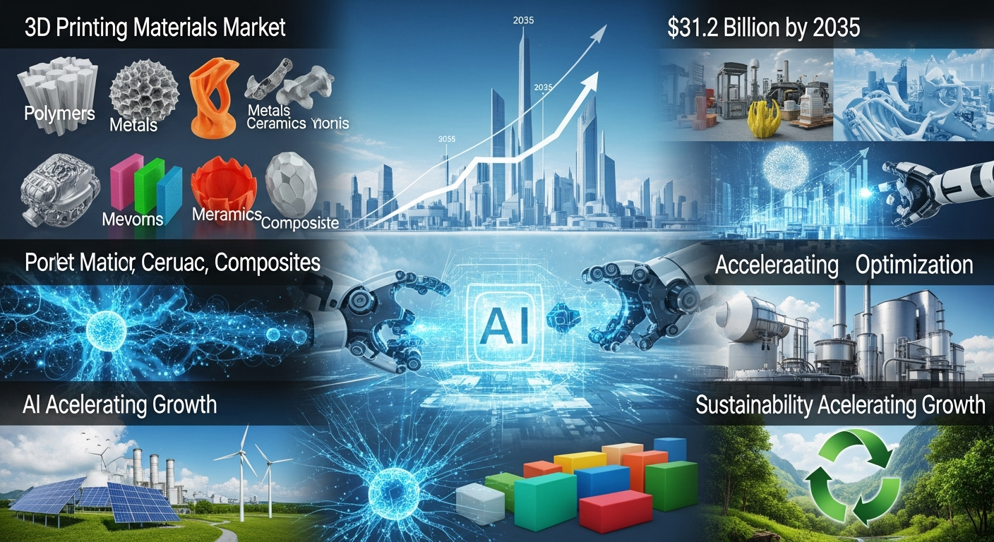 驚異の成長!3Dプリンティング素材市場は2035年に312億ドル規模へ AIとエコ素材が変革を加速