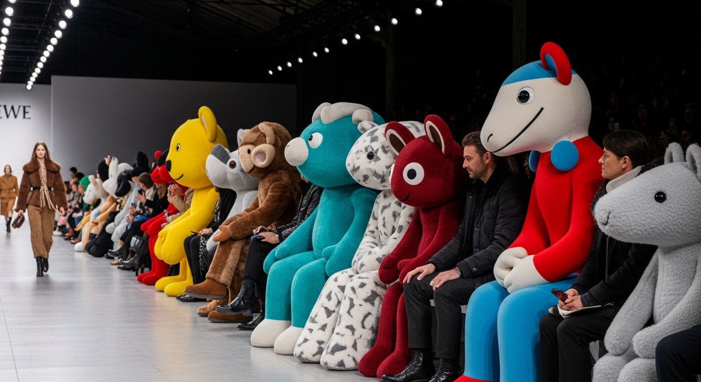 巨大ぬいぐるみが最前列に？Loewe AW26に見る「遊び」を極めた新たな挑戦