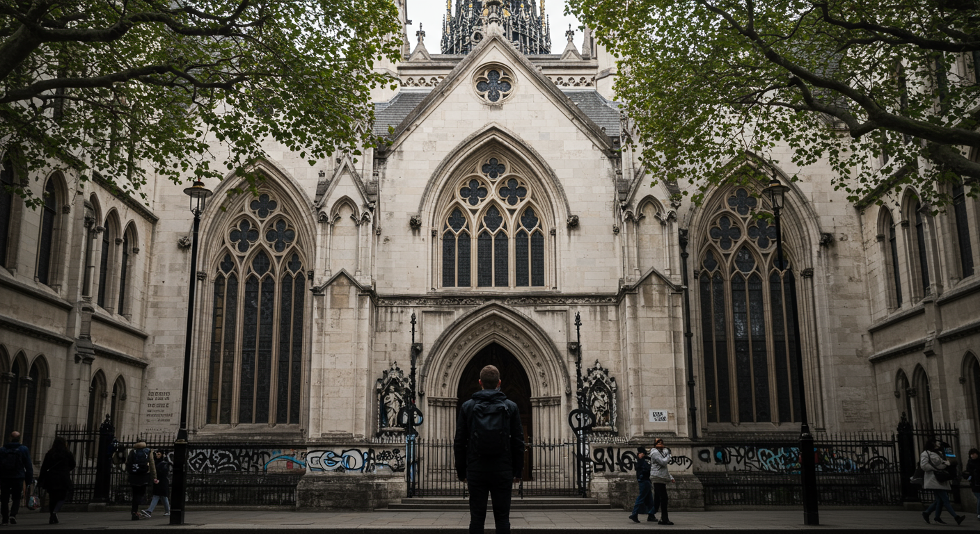 バンクシー新作、ロンドン裁判所前に司法への風刺！覆い隠された作品の真意とは？
