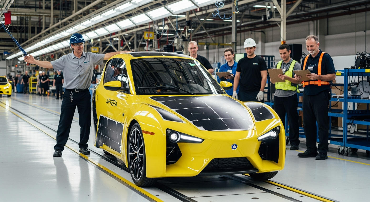 ついに量産への第一歩!Apteraの太陽光EVが検証用ラインから初出荷