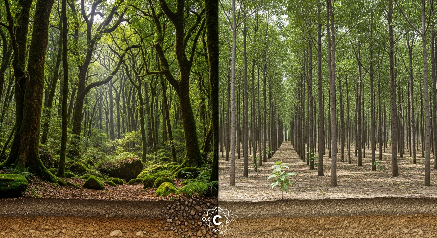 インド西ガーツ山脈：天然林 vs. 人工林、土壌炭素貯留能力に明暗 - 土地利用変化が気候変動緩和に与える影響