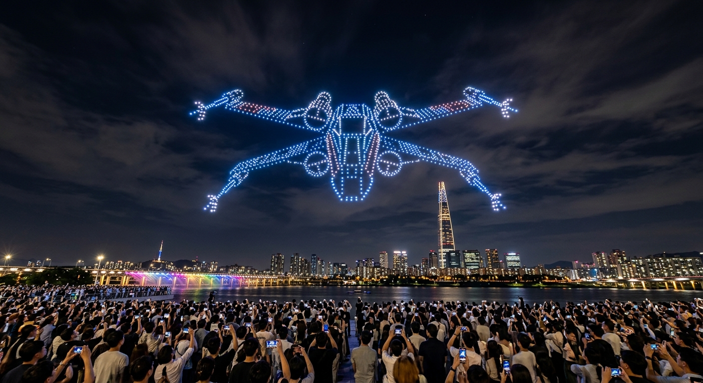 ソウルの夜空にスター・ウォーズが出現！2,000機のドローンが魅せた次世代エンターテインメントの衝撃