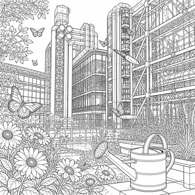 High-Tech Architecture coloring page example