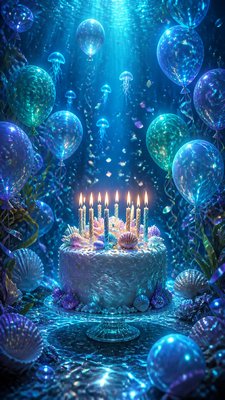Underwater Fantasy Art birthday card example
