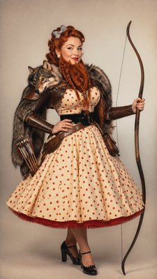 Vintage 50s Fashion Style tabletop character portrait example