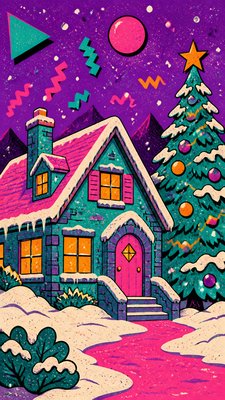 90s Retro Aesthetic Christmas card example