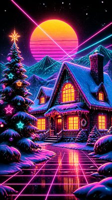 80s Retro Aesthetic Christmas card example