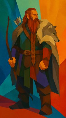 Color Field Abstract Art Style tabletop character portrait example