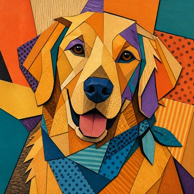 Synthetic Cubism Art Style pet portrait example