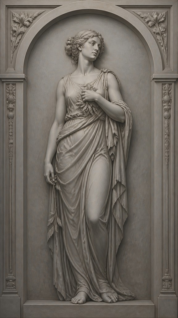 full-length portrait of an elegant figure — Grisaille Painting Style