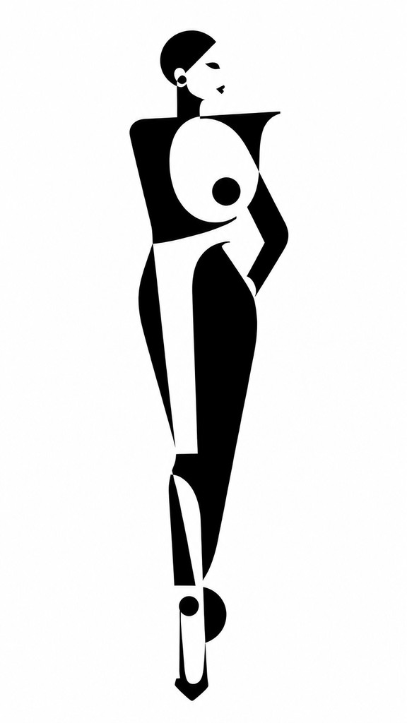 full-length portrait of an elegant figure — Typographic Minimalism Art Style