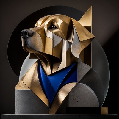 Modern Abstract Sculpture Art Style pet portrait example