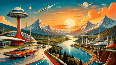 Retro Futurism Sci-Fi Art desktop wallpaper example