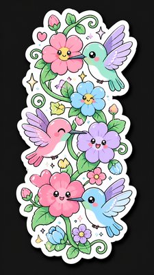 Kawaii Sticker Design phone case design example