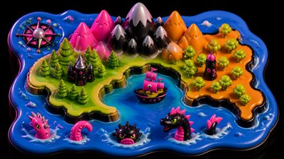 Japanese Toy Art (Sofubi) fantasy map example