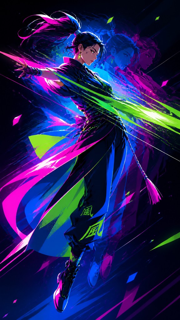 full-length portrait of an elegant figure — Motion Graphics Digital Art Style