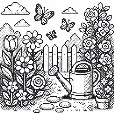 Pixel Art Style coloring page example