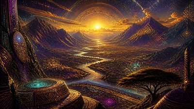 Afrofuturism Art Style desktop wallpaper example