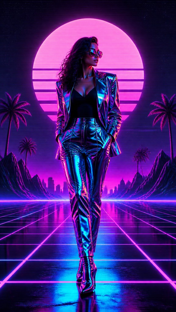 full-length portrait of an elegant figure — Synthwave Aesthetic