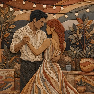 Nerikomi Ceramic Art Style couple portrait example