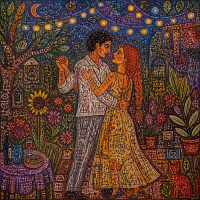 Outsider Art Style couple portrait example