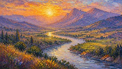 Impressionist Landscape Art Style desktop wallpaper