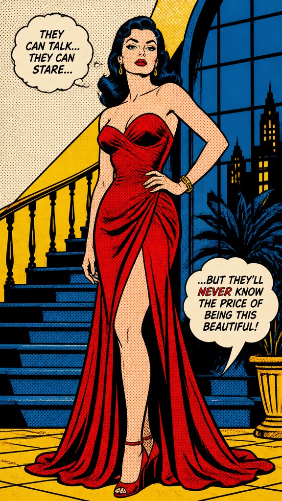 full-length portrait of an elegant figure — Comic Book Pop Art Style