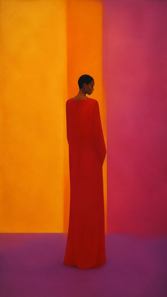 full-length portrait of an elegant figure — Color Field Painting Style