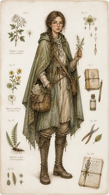 Traditional Botanical Still Life Art Style character design example
