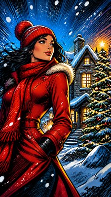Superhero Comic Art Christmas card example