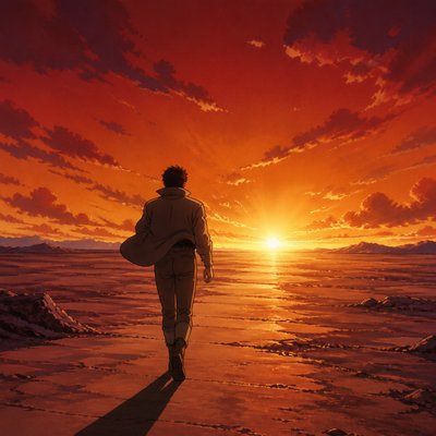 Classic 90s Anime Art Style album cover example