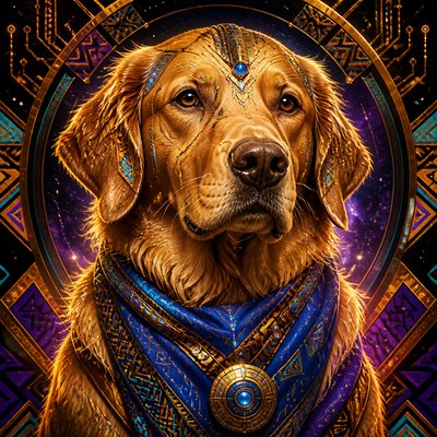 Afrofuturism Art Style pet portrait example