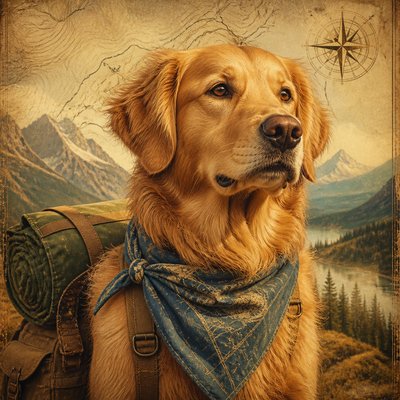 Adventurecore Aesthetic pet portrait example