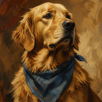 Social Realism Art Style pet portrait example