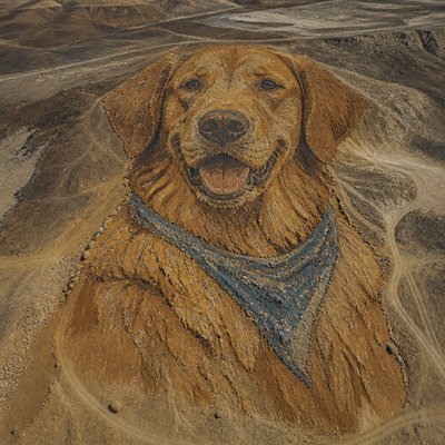Land Art Style pet portrait example