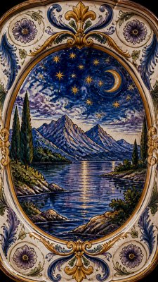 Majolica Ceramic Art Style phone wallpaper example