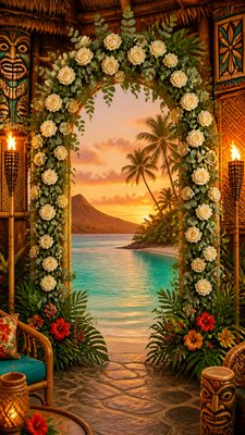 Tiki Aesthetic wedding invitation example