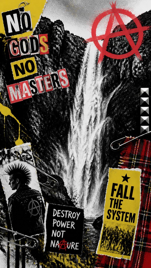 towering waterfall cascading down a cliff — Punk Aesthetic