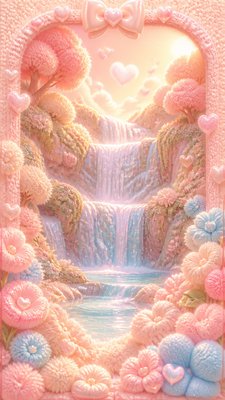 a cascading waterfall in a lush green gorge, no people — Soft Girl Aesthetic wallpaper