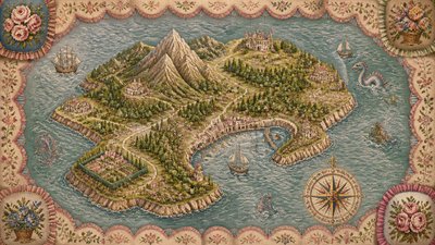 Grandmillennial Aesthetic fantasy map example