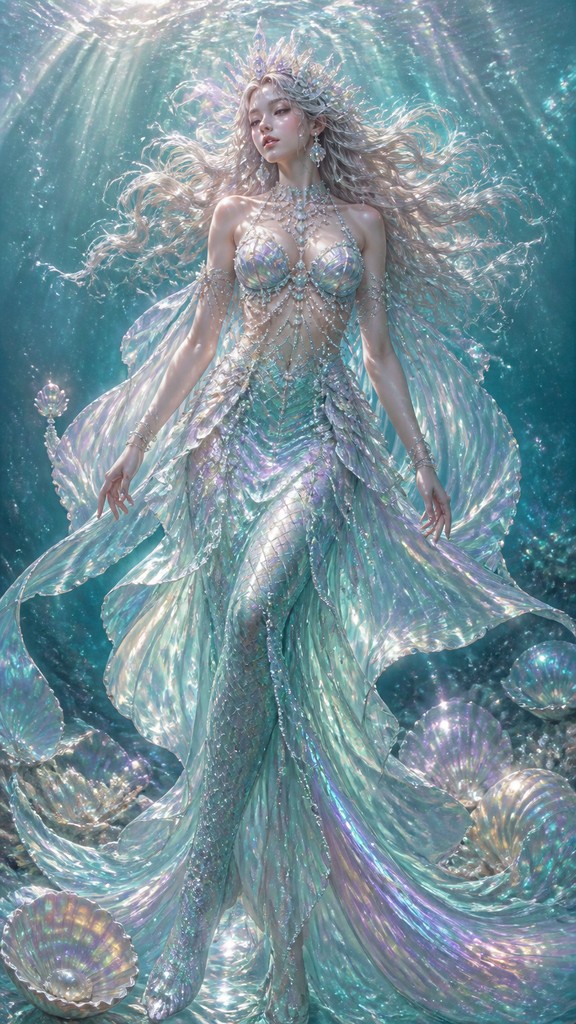 full-length portrait of an elegant figure — Mermaidcore Aesthetic