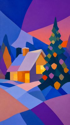 Color Field Abstract Art Style Christmas card example