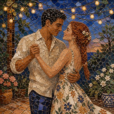 Ceramic Mosaic Art Style couple portrait example
