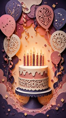Paper Cut Art Style birthday card example