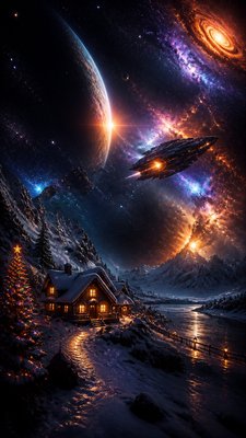 Space Opera Sci-Fi Art Christmas card example