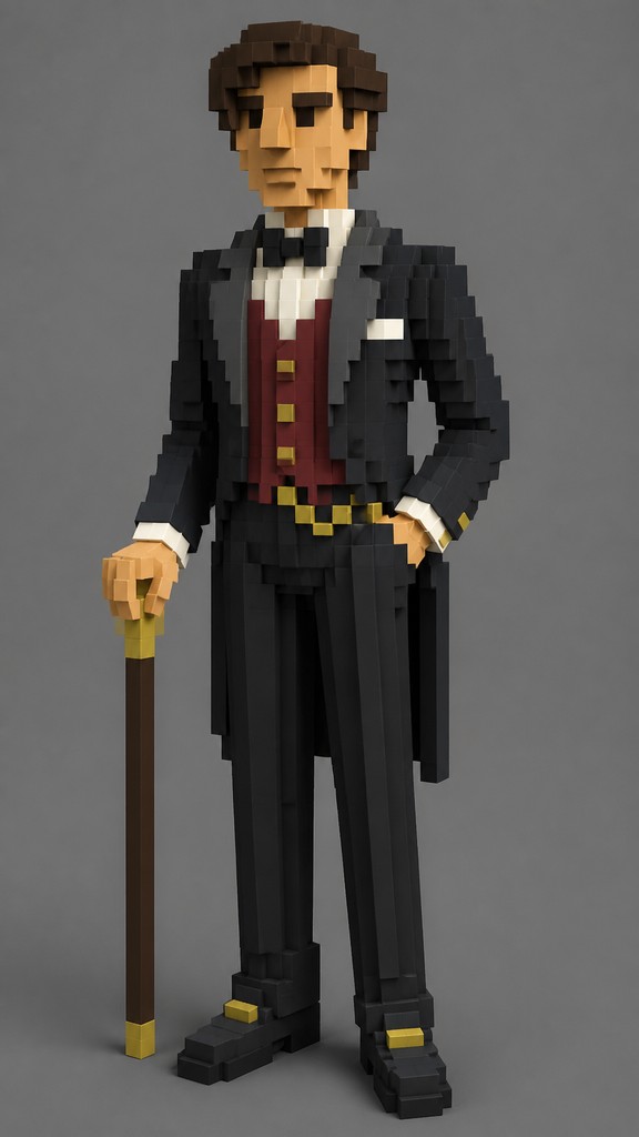 full-length portrait of an elegant figure — Blocky Art Style