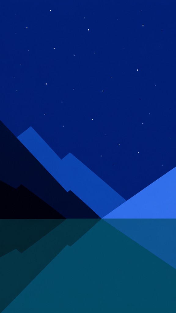 a tranquil mountain lake beneath a starry night sky, no people, no text — Color Field Minimalism Art Style phone wallpaper