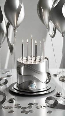 Modernist Silver Jewelry Design birthday card example